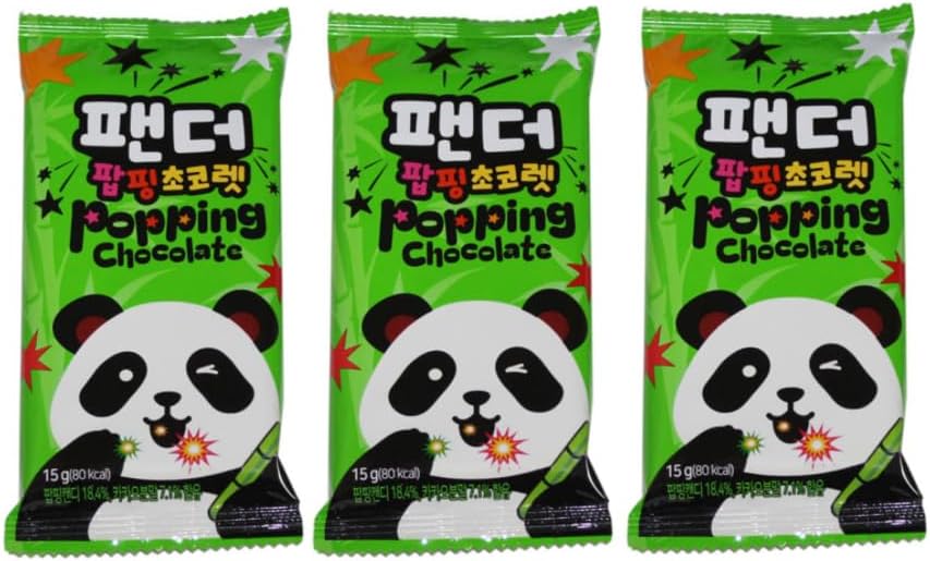 【韓国お菓子】パンダ ポッピング チョコレート 15g 3個セット|ポップキャンディ食感が楽しい 個包装チョコ菓子【並行輸入品】