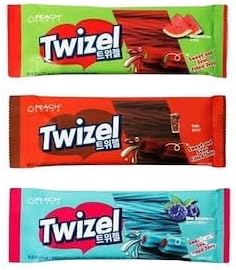 Twizel Twizel Watermelon & Cola & Blue Raspberry Flavor, 2.5 oz (70 g) Each, Set of 3, New Sensory Sweets with Liquid Gummy in Twisted Candy