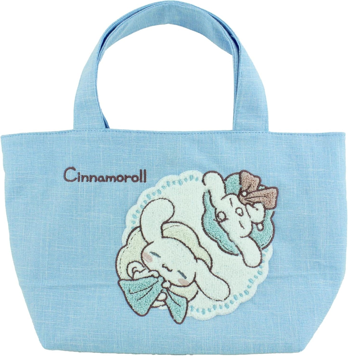 Yasuda Trading Sagara Embroidered Tote Bag, Cinnamoroll, Blue 619