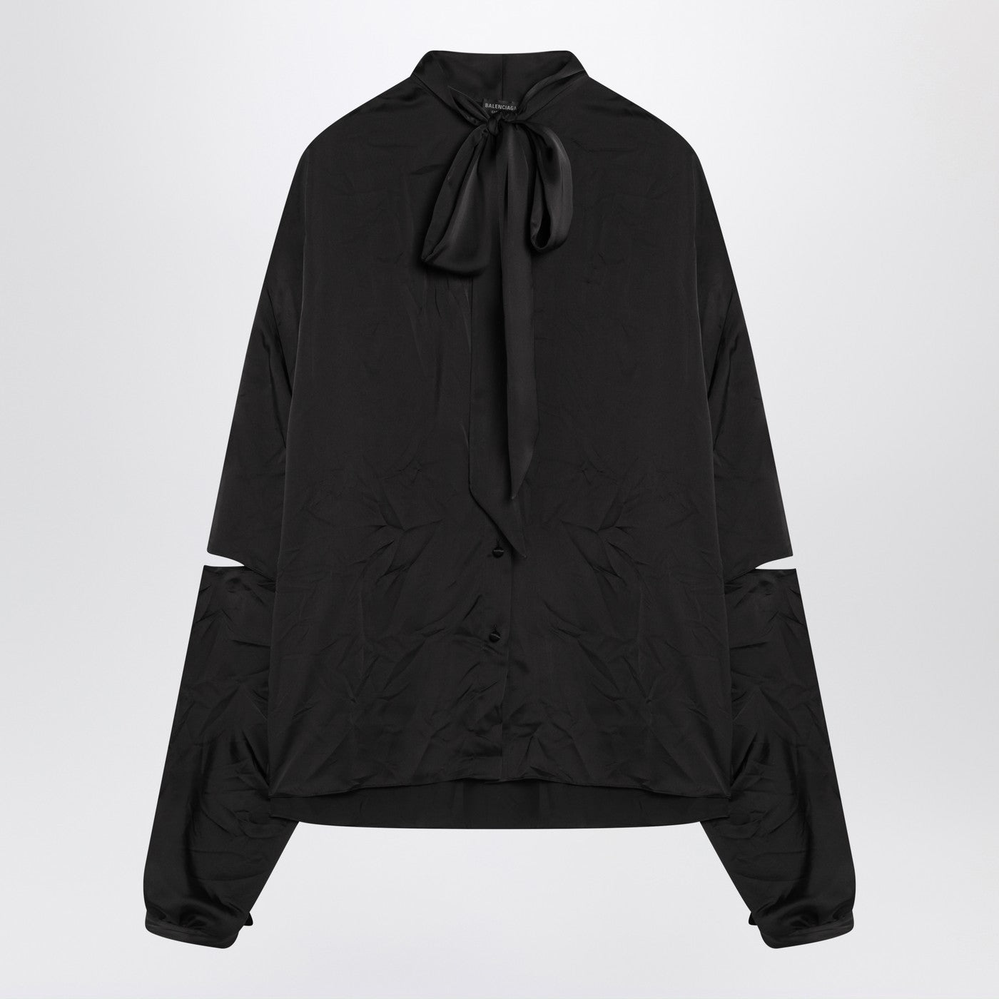 Balenciaga 弓付きのバレンシアガブラックサテンブラウス - Image 1