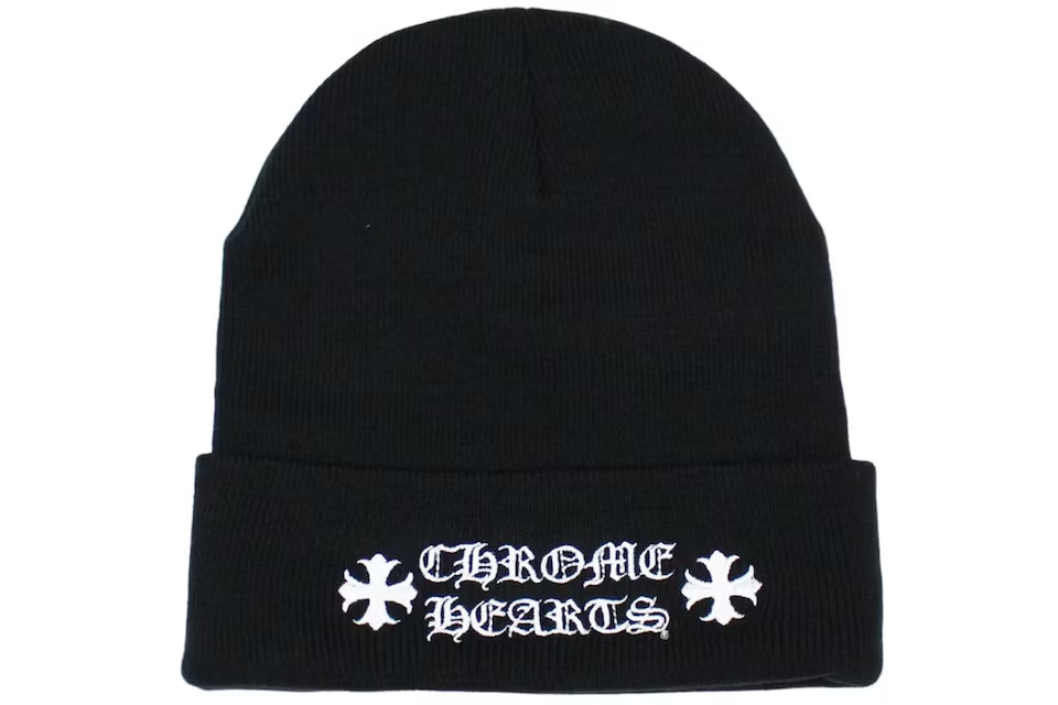 CHROME HEARTS 'CROSS LOGO' BLACK BEANIE