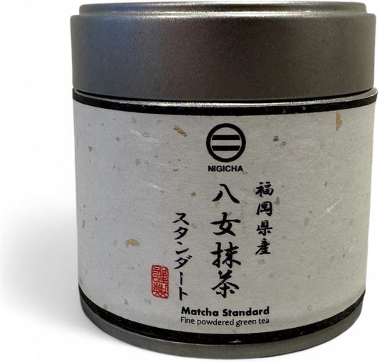 NIGICHA Official Fukuoka Prefecture, Yaome Matcha Standard, Stone Mortar Grinding Powder Powder, Perfect for Matcha Latte, Baking and Cooking, 100% Domestic Green Tea, 1.1 oz (30 g), Yaomi Matcha