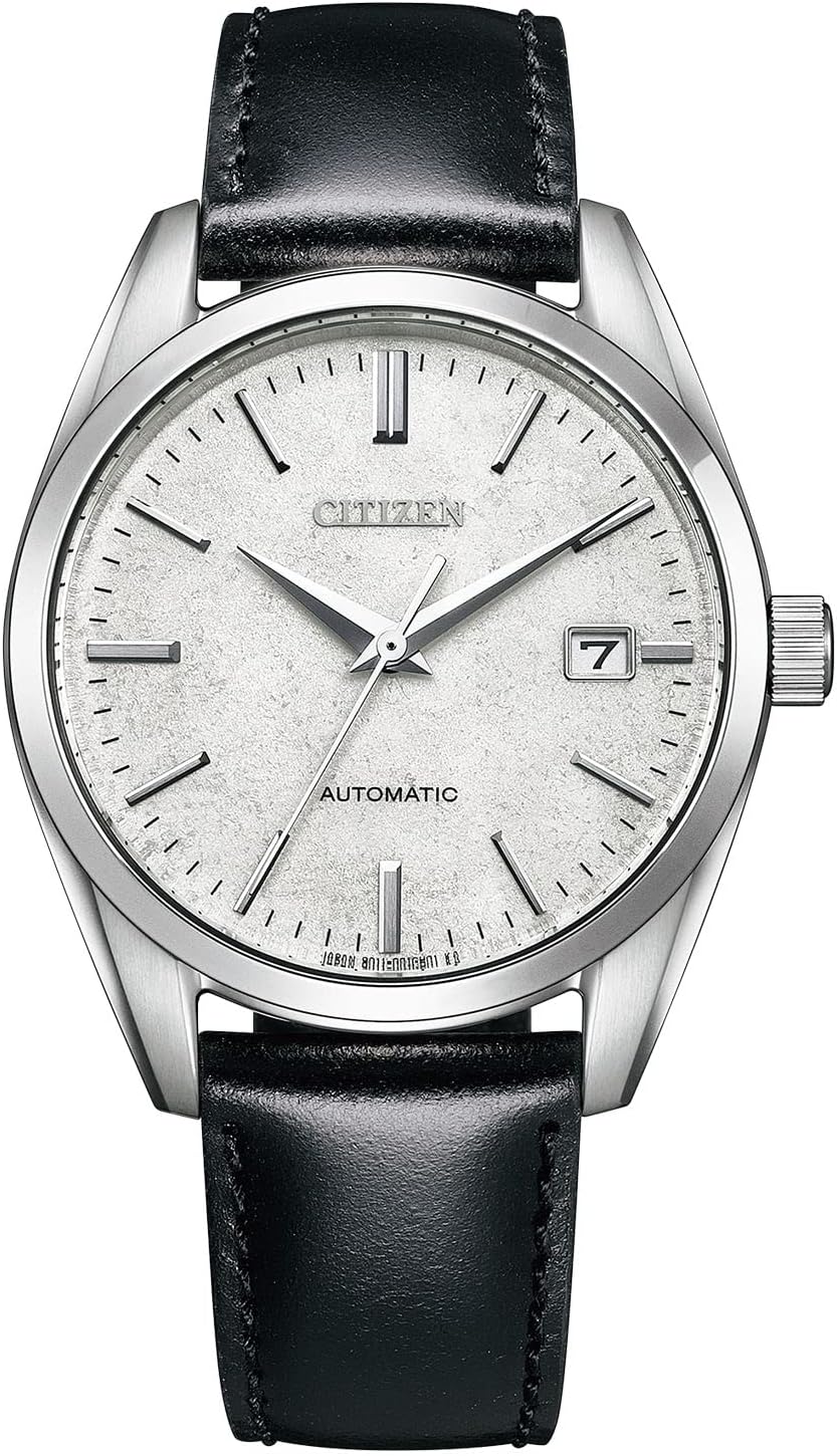 Citizen NB1060-04A Men's Wristwatch, Mechanical Wristwatch, Self-Winding, Made in Japan, Waterproof, Silver Foil Lacquer Dial Model, Black