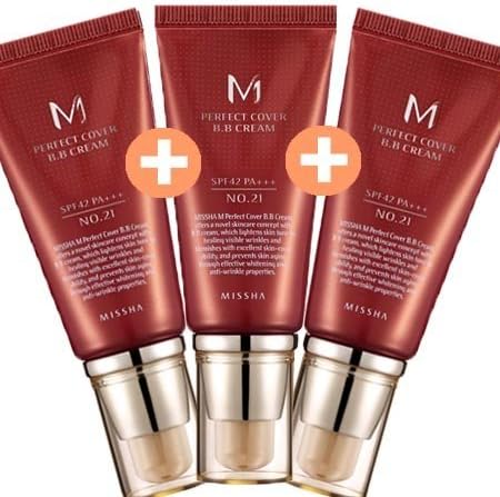 1+1+1 set (MISSHA Misha Misha) M Perfect Cover BB Cream SPF 42/PA+++ 21 + 21 = 3 Piece Set