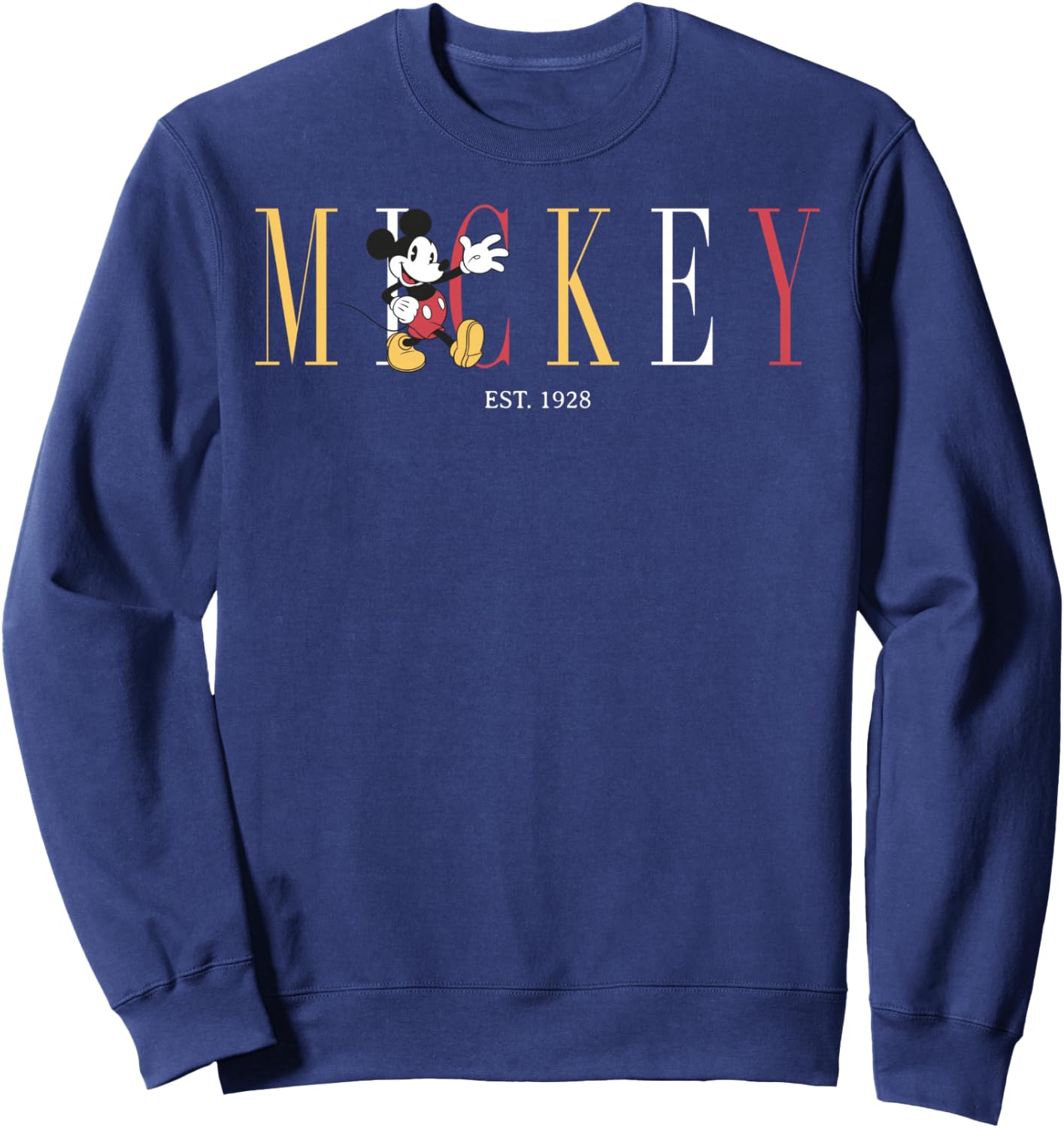 Disney Mickey y sus amigos Mickey Mouse Est. 1928 - Sudadera de manga larga con texto simple