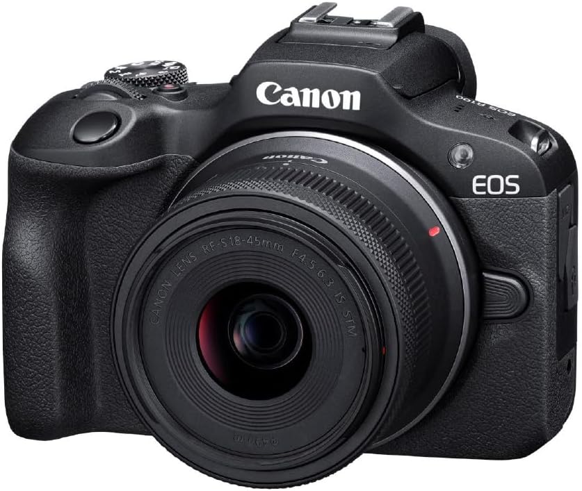 Canon EOS R100 Mirrorless SLR Camera Standard Zoom Lens Kit (RF-S18-45), Black/APS-C/Approx. 12.5 oz EOSR100-1845ISSTMLK