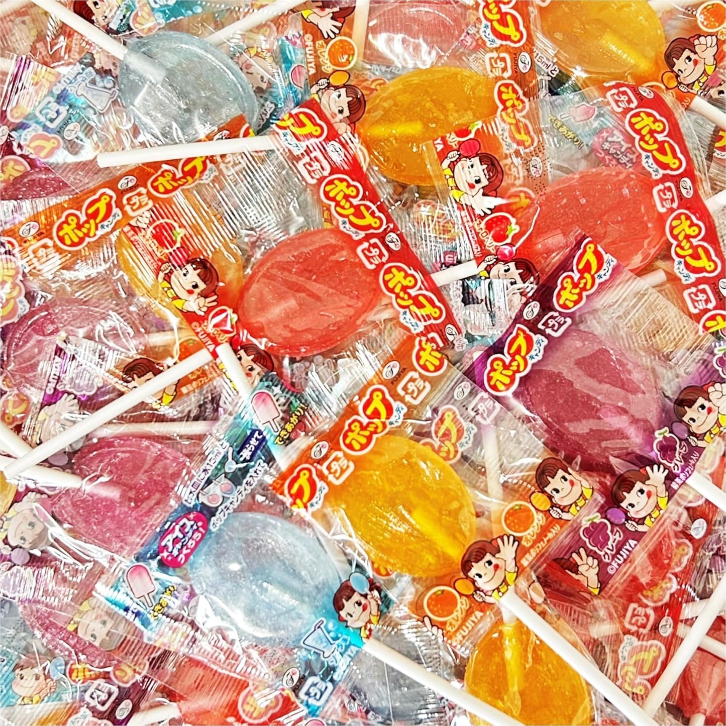 Fujiya Pop Candy Commercial Use, Large Capacity, Peko-chan (80 Pieces, 4 Types MIX)