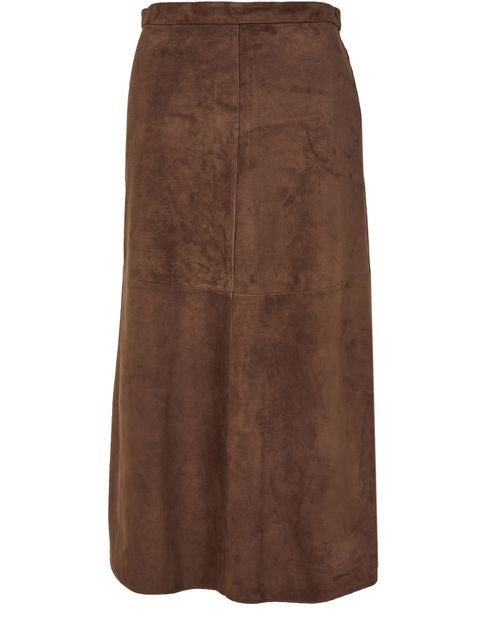 S MAX MARA Cipria in suede leather midi skirt - Image 1