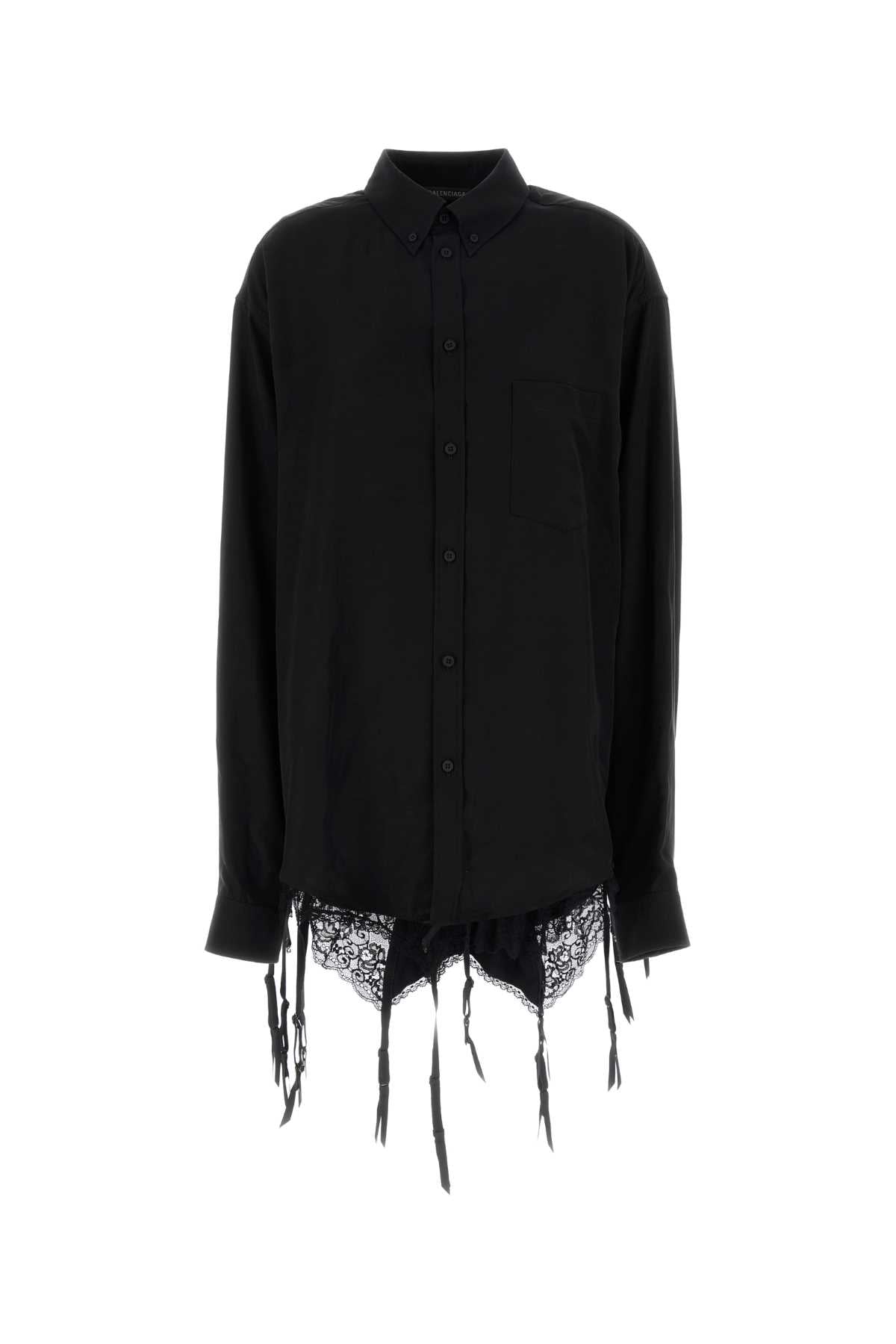 Balenciaga バレンシアガブラックリヨセル特大シャツ - Image 1