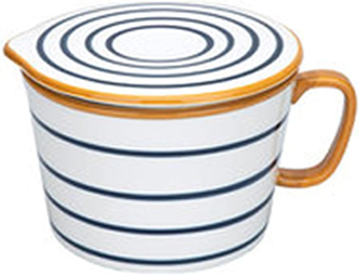 Tableware Udon Noodle Bowl with Handle Salad Dish Noodle Bowl Ceramic Instant Noodle Bowl for Restaurants Ramen Commercial Use (Color: Stripe, Size: One Size)