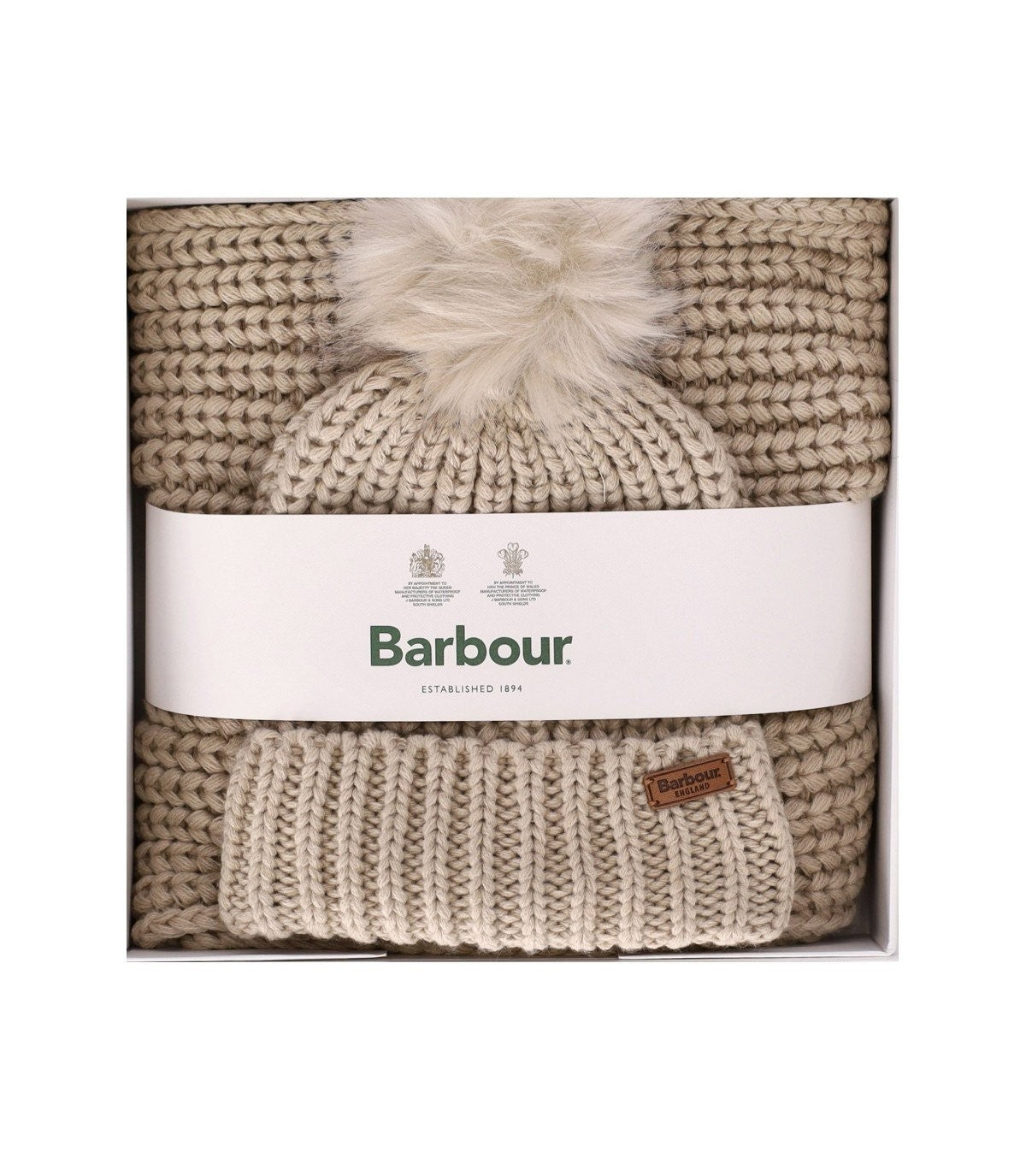 Barbour バーバーソルトバーンベージュビーニー +スカーフセット - Image 1