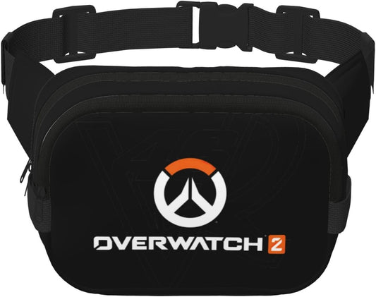 Overwatch Game Waist Pouch, Multi-functional, Shoulder Bag, Body Bag, Cross-body Bag, Large Capacity, Double Layer, Waist Pouch, Black, Unisex, Water Repellent, Lightweight, Shoulder Bag, For School