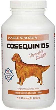 #1 Veterinarian Recommended Brand for Dogs, Double Strength Glucosame, Chewable Tablets, 250 Tablets, Cosequin DS Double-Strength Chewable Tablets, 250 Count