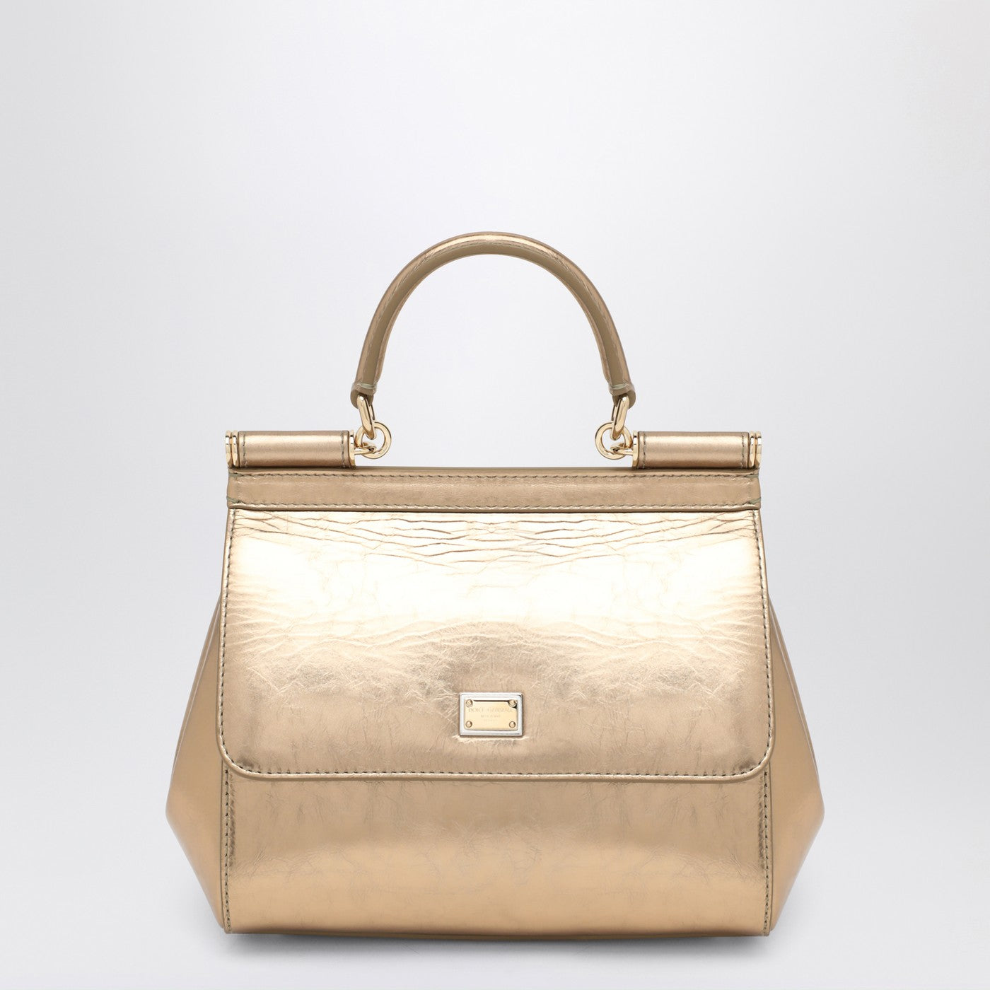 Dolce Gabbana ドルチェ&ガッバーナゴールドシチリアミディアムハンドバッグ - Image 1