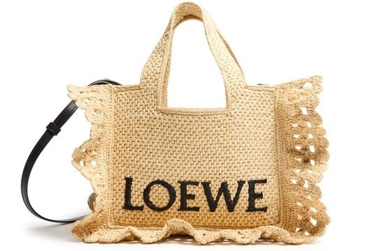 LOEWE Font Ruffles small raffia tote bag - Image 1