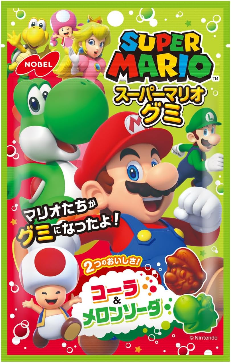 Nobel Confectionery Super Mario Gummy Coke & Melon Soda, 1.8 oz (50 g) x 6 Bags