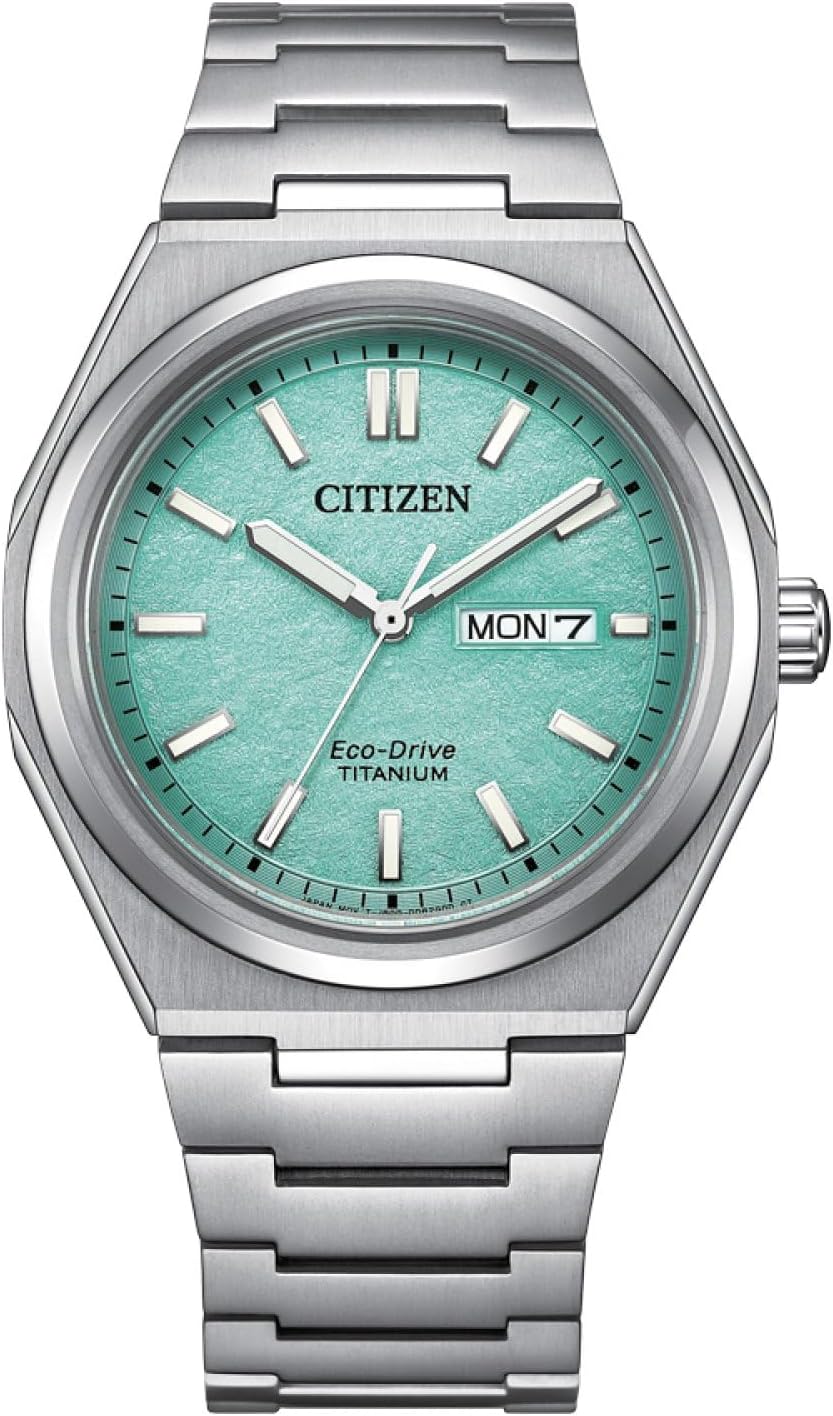 Citizen Super Titanium Turquoise Background AW0130-85M Eco-Drive Solotempo Men's Watch