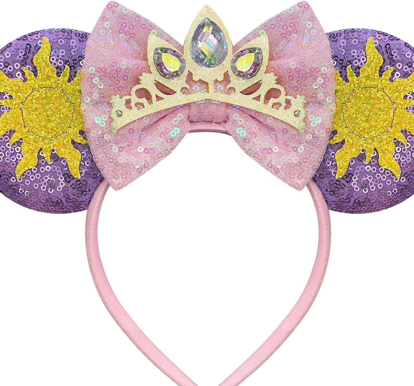 Princess Ears Headband for Women Adult Crown and Star Glitter Cute Mouse Ears Park