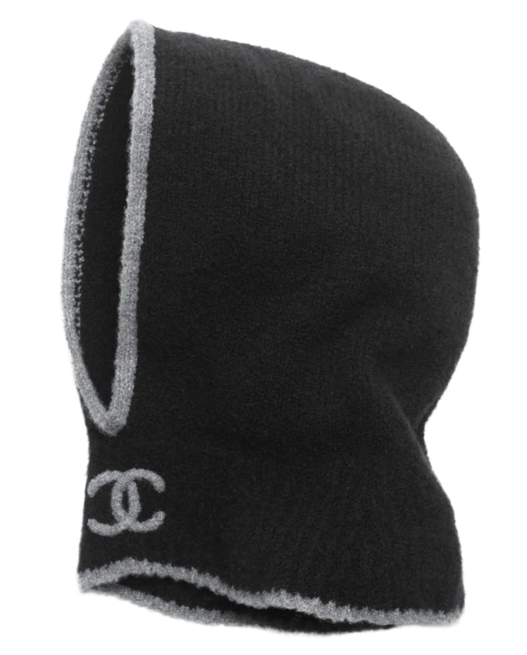 CHANEL 'BLACK/GREY' CASHMERE & SILK CC BALACLAVA
