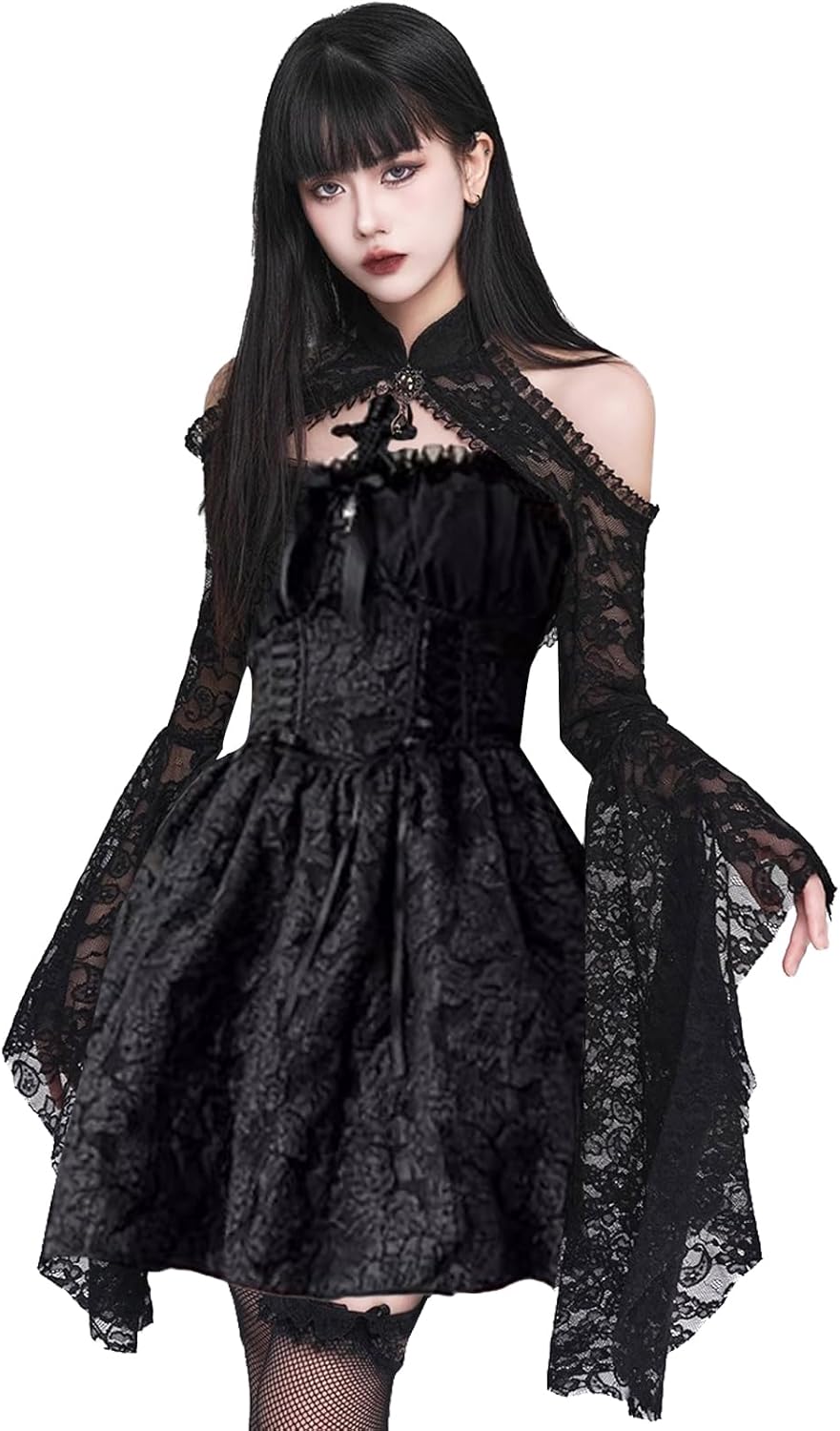 Women's Halloween Cosplay, Mine Type, Gothic, Mass Production, Dress, Blouse, Costume, Costume, Witch, Vampire, Devil, Adult, Party, Event, Christmas