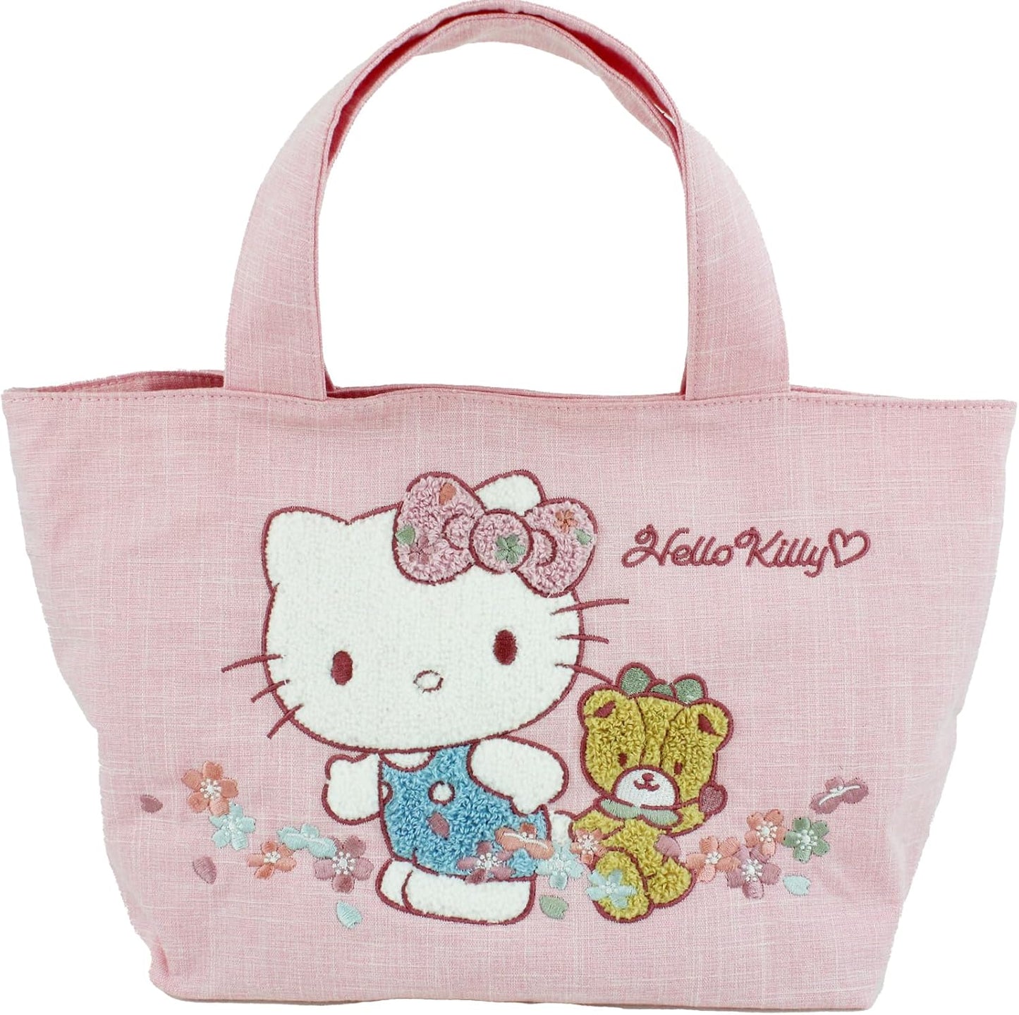 Yasuda Tsusho Sagara Embroidery Tote Bag, Kitty, Pink, 620