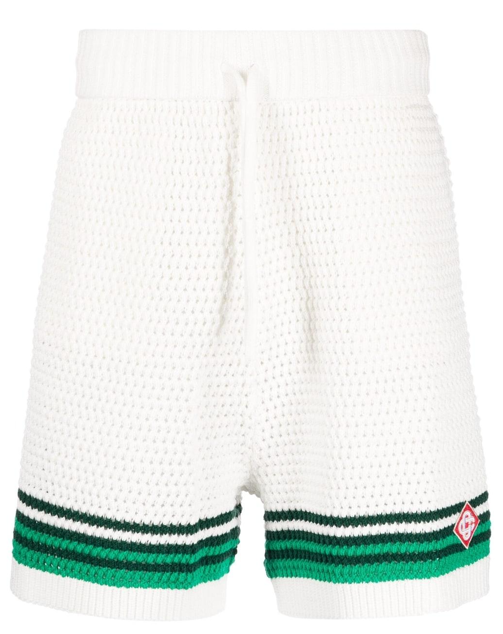 CASABLANCA 'CROCHET KNIT' GREEN TENNIS SHORTS
