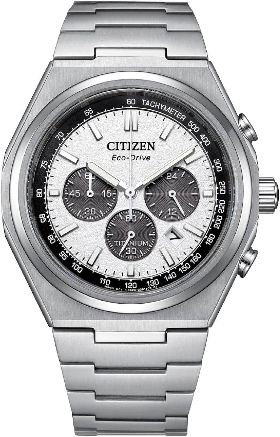 Citizen Men's Eco-Drive Zenthin Chrono Silver Dial Super Titanium Bracelet Analog Watch 42.5mm - Ca4610-85A, Band_Silver