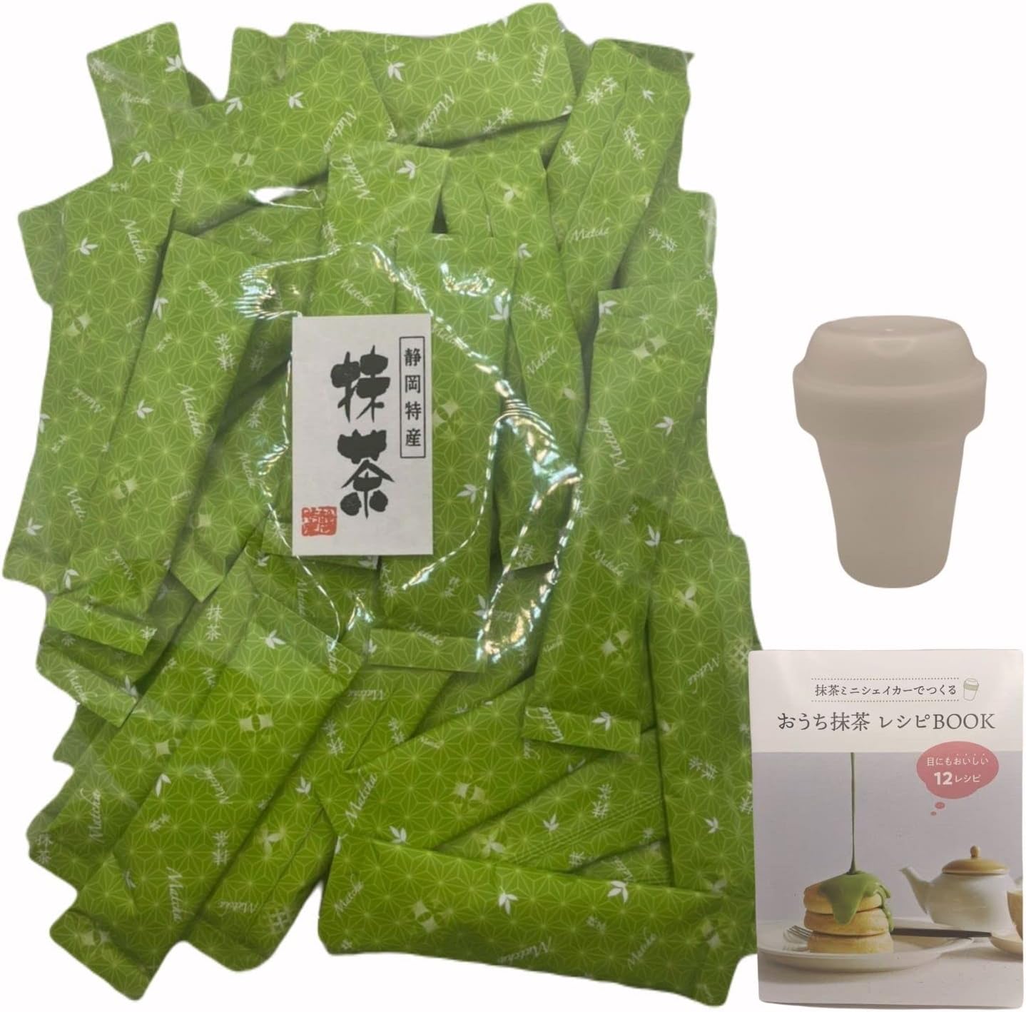 Home Matcha Shaker Included (Matcha Powder, 50 Pieces, Individually Wrapped, Recipe Book), Tenryu Japanese Tea, Shizuoka Tea (Established in 1888, Hattori Tea)