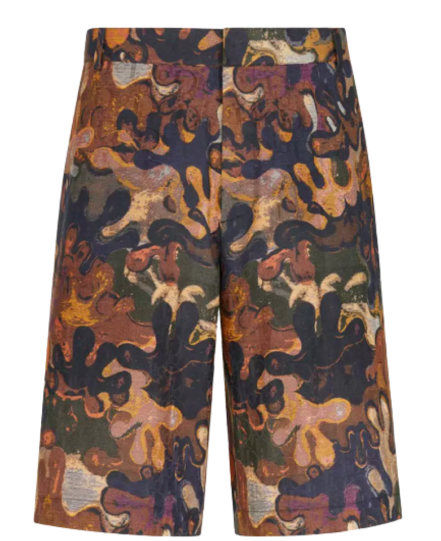 DIOR X PETER DOIG 'OBLIQUE CAMO' SILK SHORTS