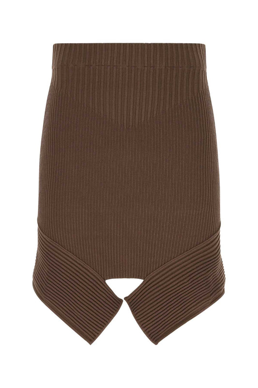 Andrea Adamo アンドレアアダモブラウンストレッチビスコースブレンドスカート - Image 1
