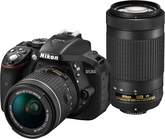 Nikon D5300 AF-P DSLR Camera Double Zoom Kit, Black D5300WZ3