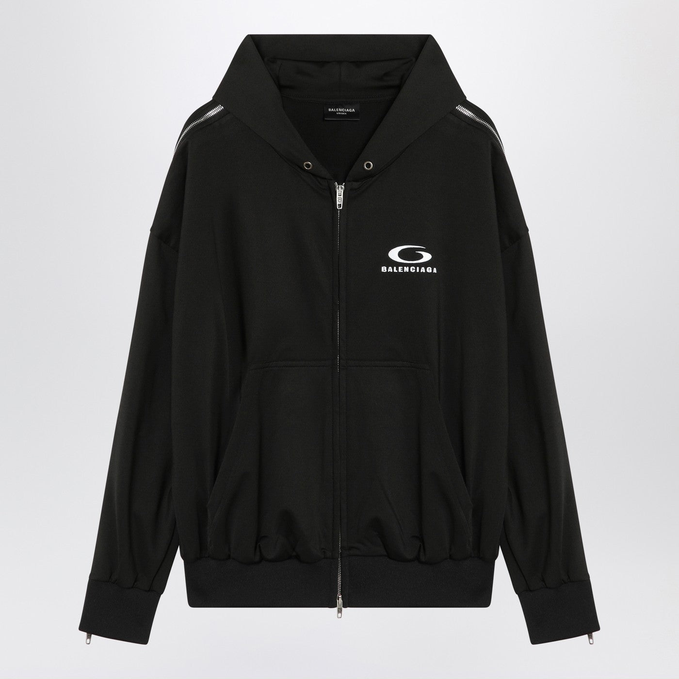 Balenciaga バレンシアガブラックジップアップスウェットシャツループスポーツアイコン - Image 1
