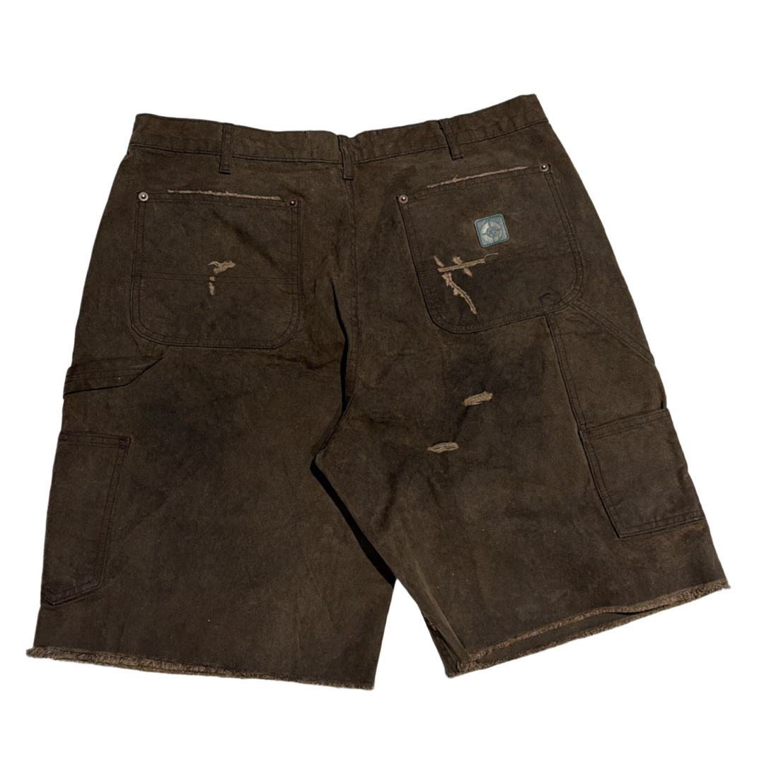 PALY 'SINNED 4 NOTHING' WAXED CANVAS DOUBLE KNEE SHORTS