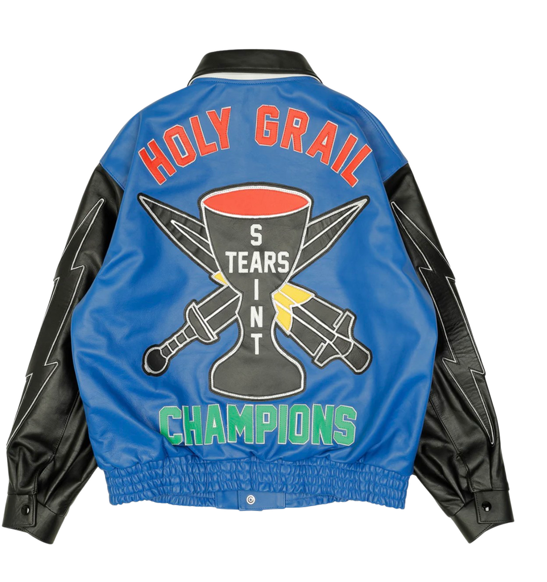 SAINT MICHAEL X DENIM TEARS 'HOLY GRAIL' VARSITY JACKET