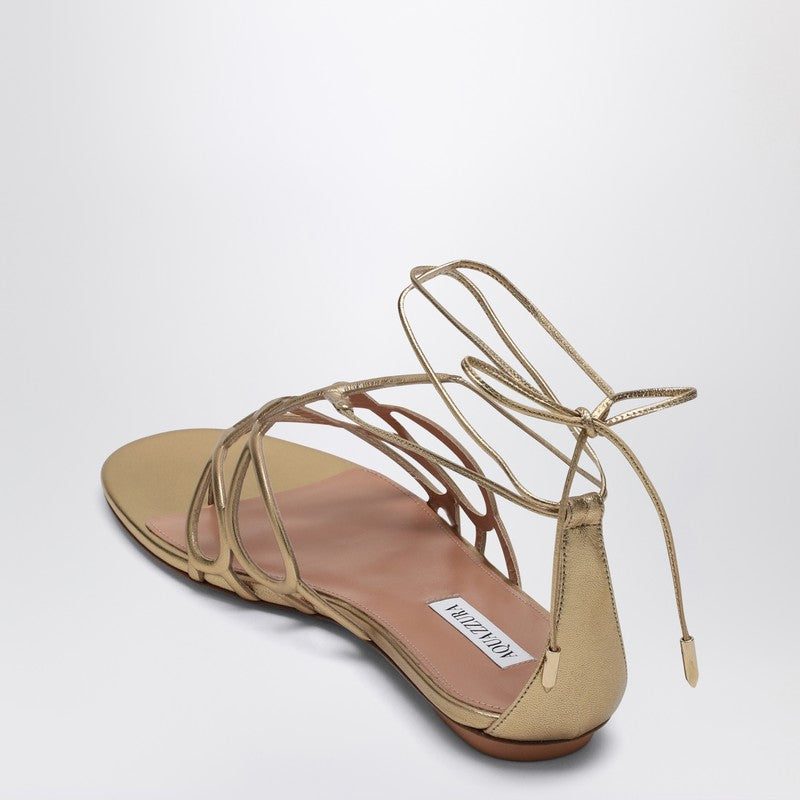 Aquazzura Low Gold Leather Sandal - Image 2