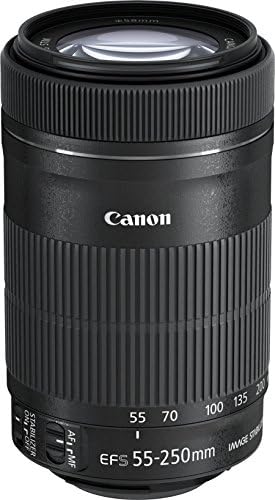 Canon Telephoto Zoom Lens EF-S 2.2–9.8 inches (55–250mm) F4–5.6 IS STM APS-C Compatible EF-S 55-250ISSTM