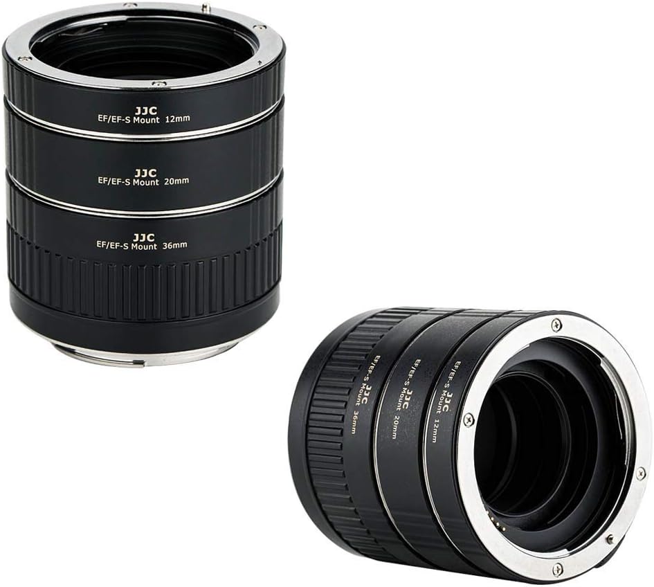 JJC Close-up Ring Digital Closeup Ring Set for Canon EF/EF-S Mount for EOS 90D 80D 5D IV III II 6D II 5DS 5DR 1DX III II Kiss X10i X10 X9 X9i x8i X70 12mm+20mm+36mm Set with Body Cap and Rear Lens Cap