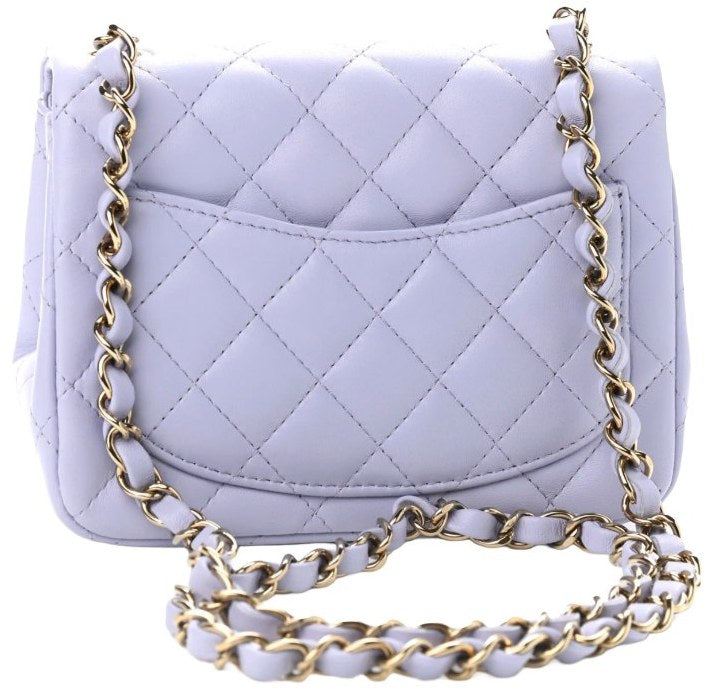 CHANEL 'LIGHT PURPLE' LAMBSKIN QUILTED MINI SQUARE FLAP