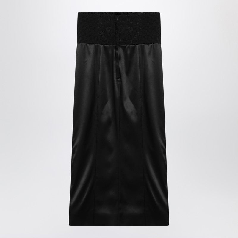 Dolce Gabbana コルセットベルト付きのドルチェ&ガッバーナブラックミディスカート - Image 2