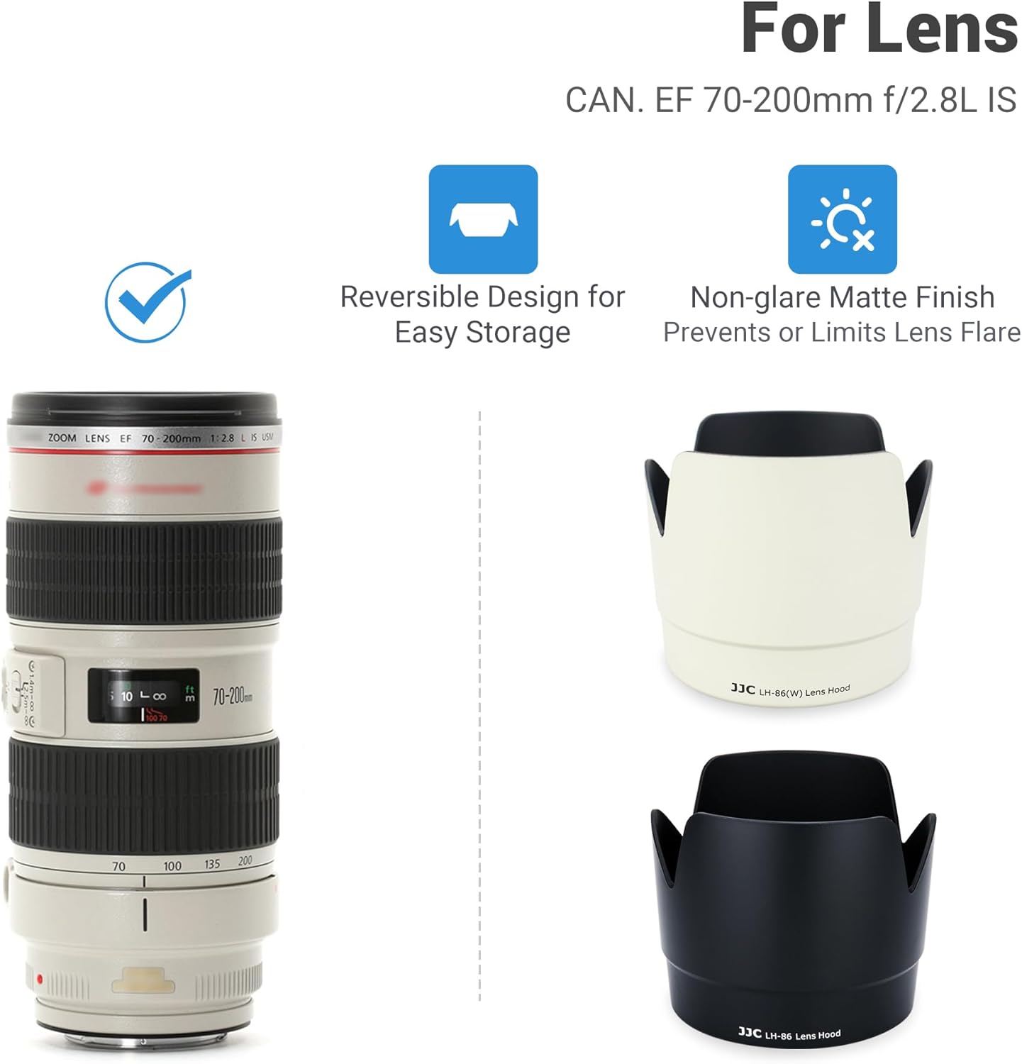 JJC Flower Shaped Reversible Lens Hood for Canon ET-86 Compatible EF 70-200 f2.8L IS Lens