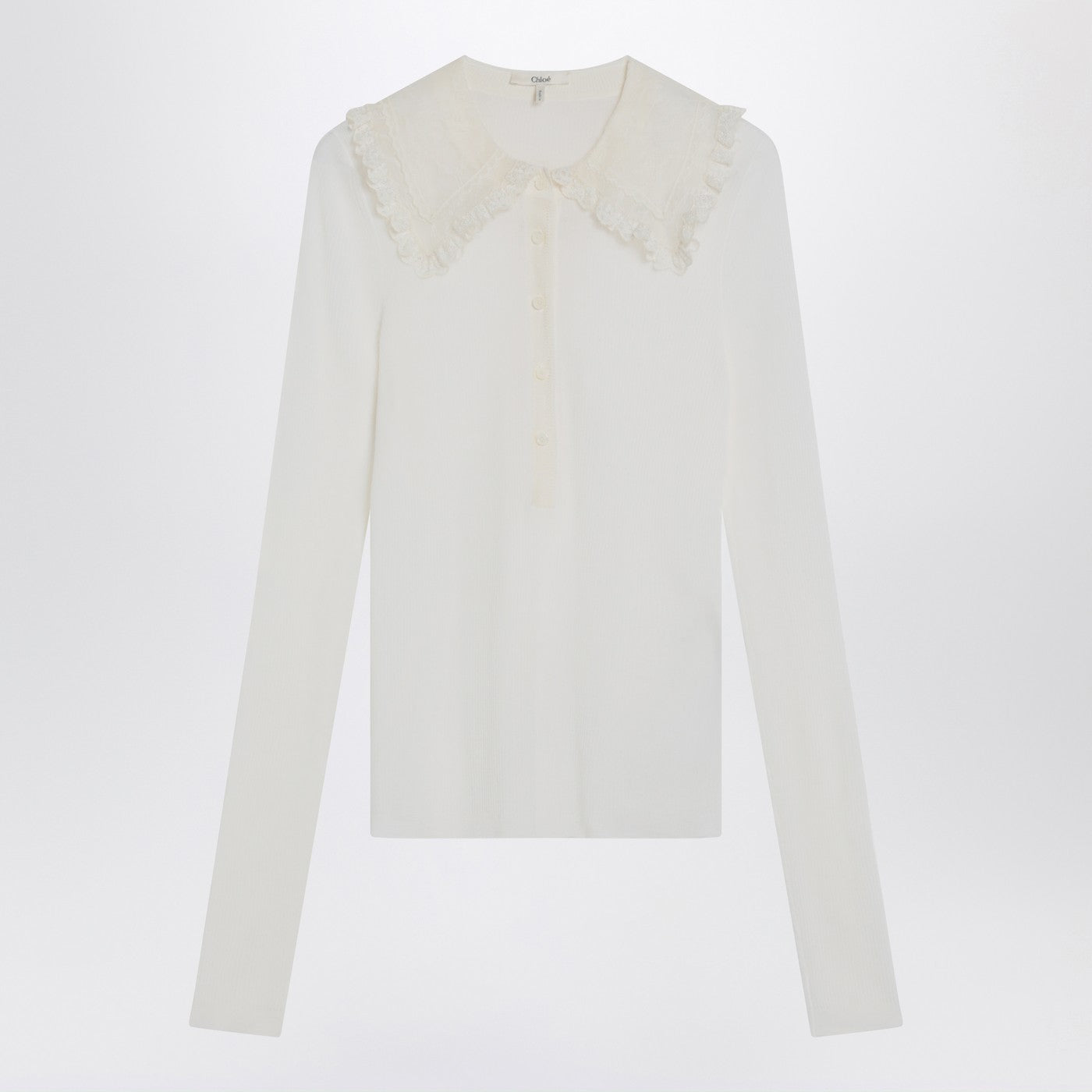 Chloe ウールニットのクロエホワイトヘンリーシャツ - Image 2