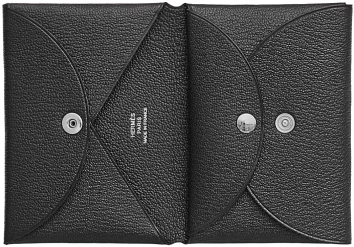 HERMÈS 'BLACK' CALVI DUO COMPACT CARDHOLDER