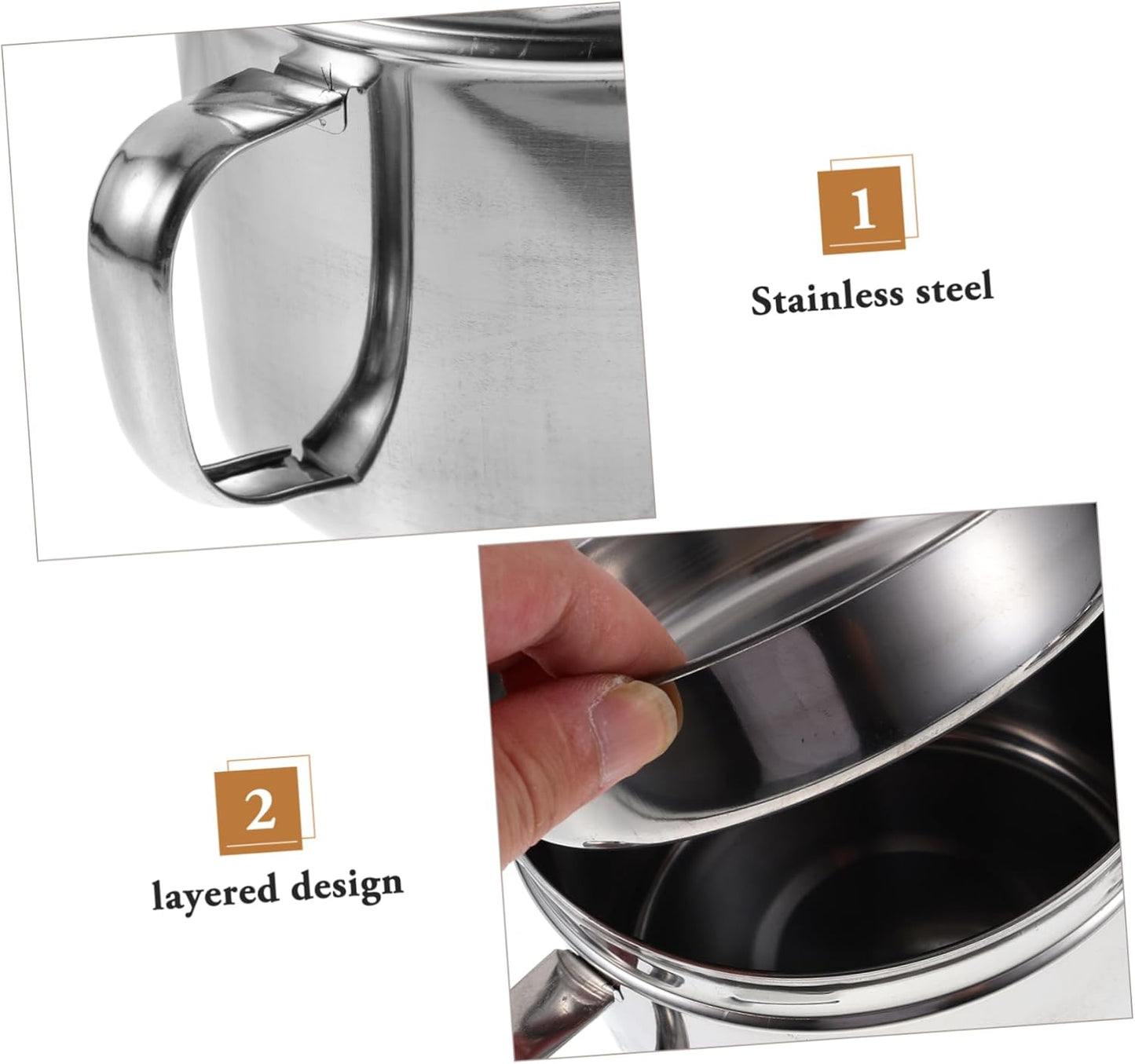 Snack Cup with Lid Unbreakable Cereal Bowl Container Compartment Serve Udon Pasta Portable Ramen Bowl Instant Rice Holder Multifunctional Ramen Bowl Stainless Steel Silver