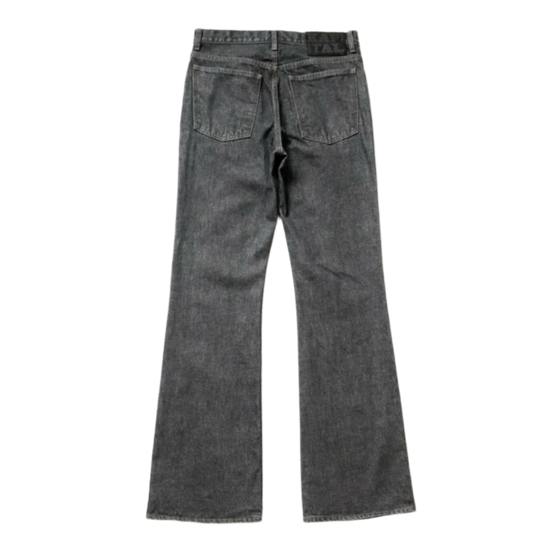KAPITAL 'BLACK' WASHED RAT FLARE JEANS