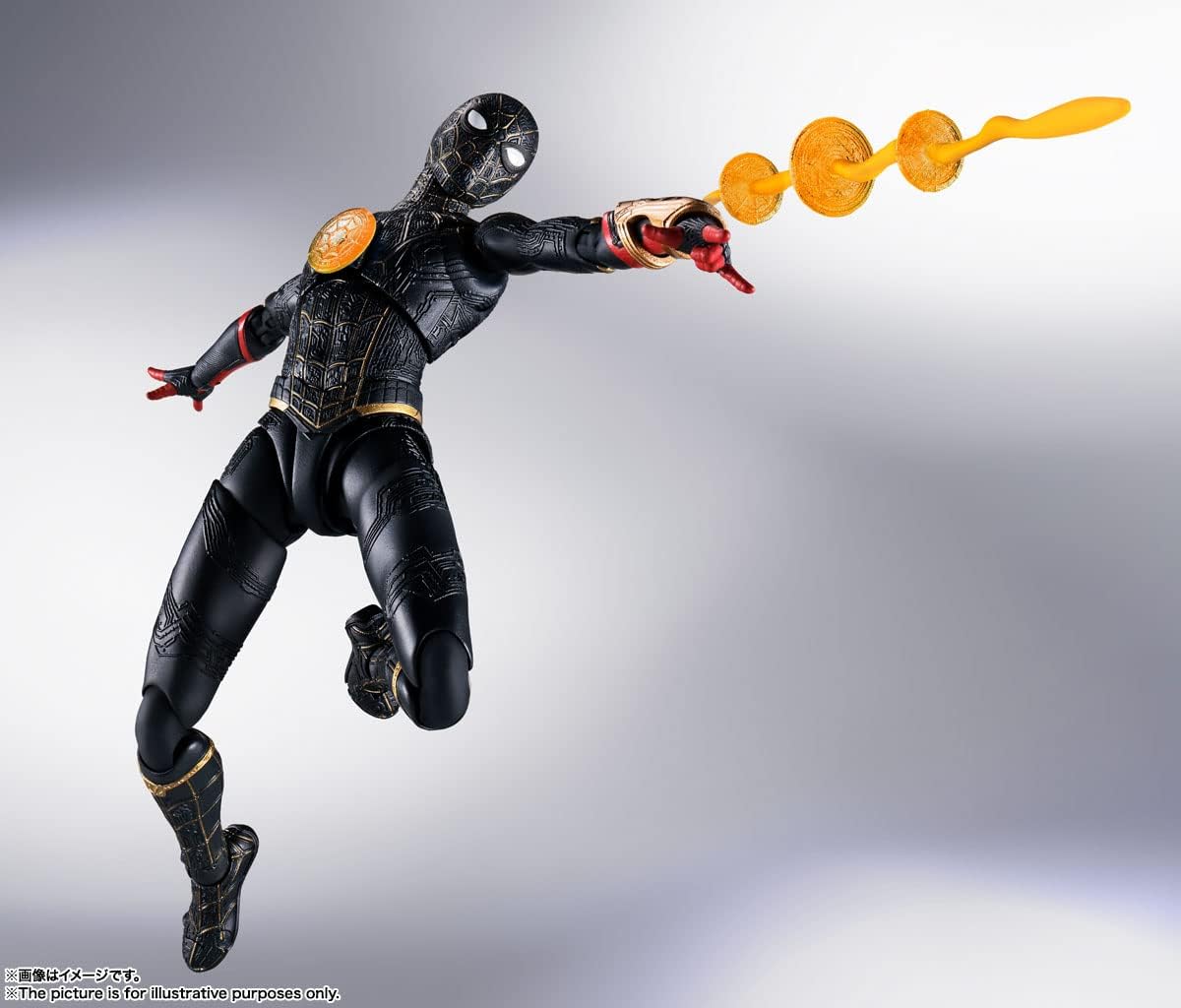 S.H. Figuarts Spider-Man Black & Gold Suit (Spider-Man: No Way Home) Approx. 5.9 inches (150 mm), ABS & PVC Pre-painted Action Figure