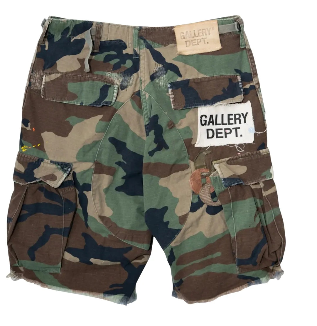 GALLERY DEPT. 'WOODLAND CAMO' G PATCH CARGO SHORTS