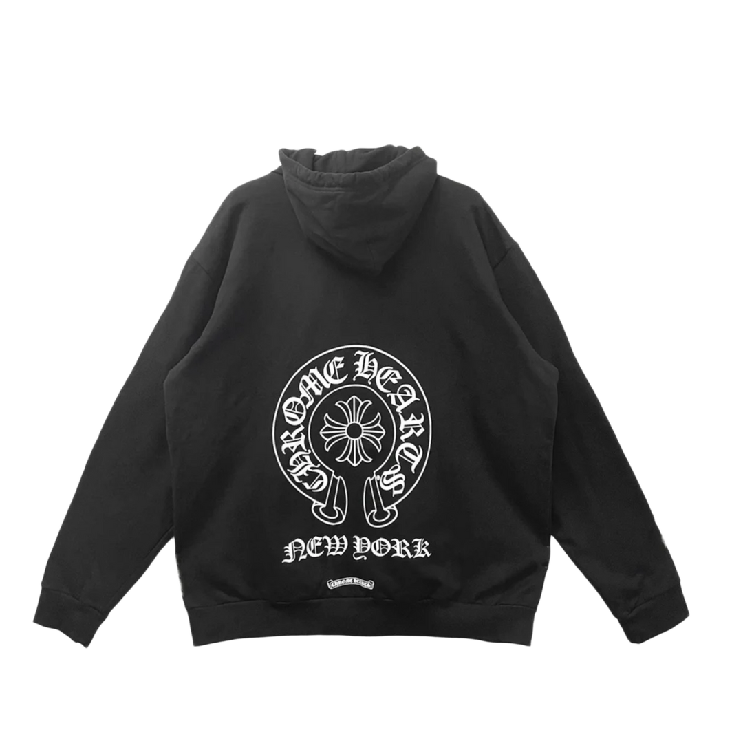 CHROME HEARTS 'NEW YORK' HORSESHOE ZIP UP BLACK HOODIE