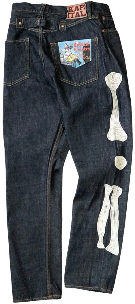 KAPITAL 'OKAGILLY' STRAIGHT-LEG APPLIQUÉD JEANS