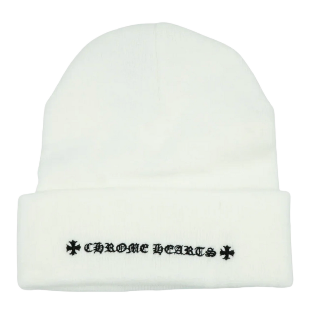 CHROME HEARTS 'CH LOGO' WHITE BEANIE