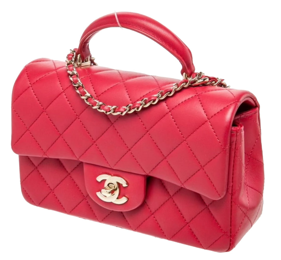 CHANEL 'RED' RECTANGULAR MINI TOP FLAP BAG